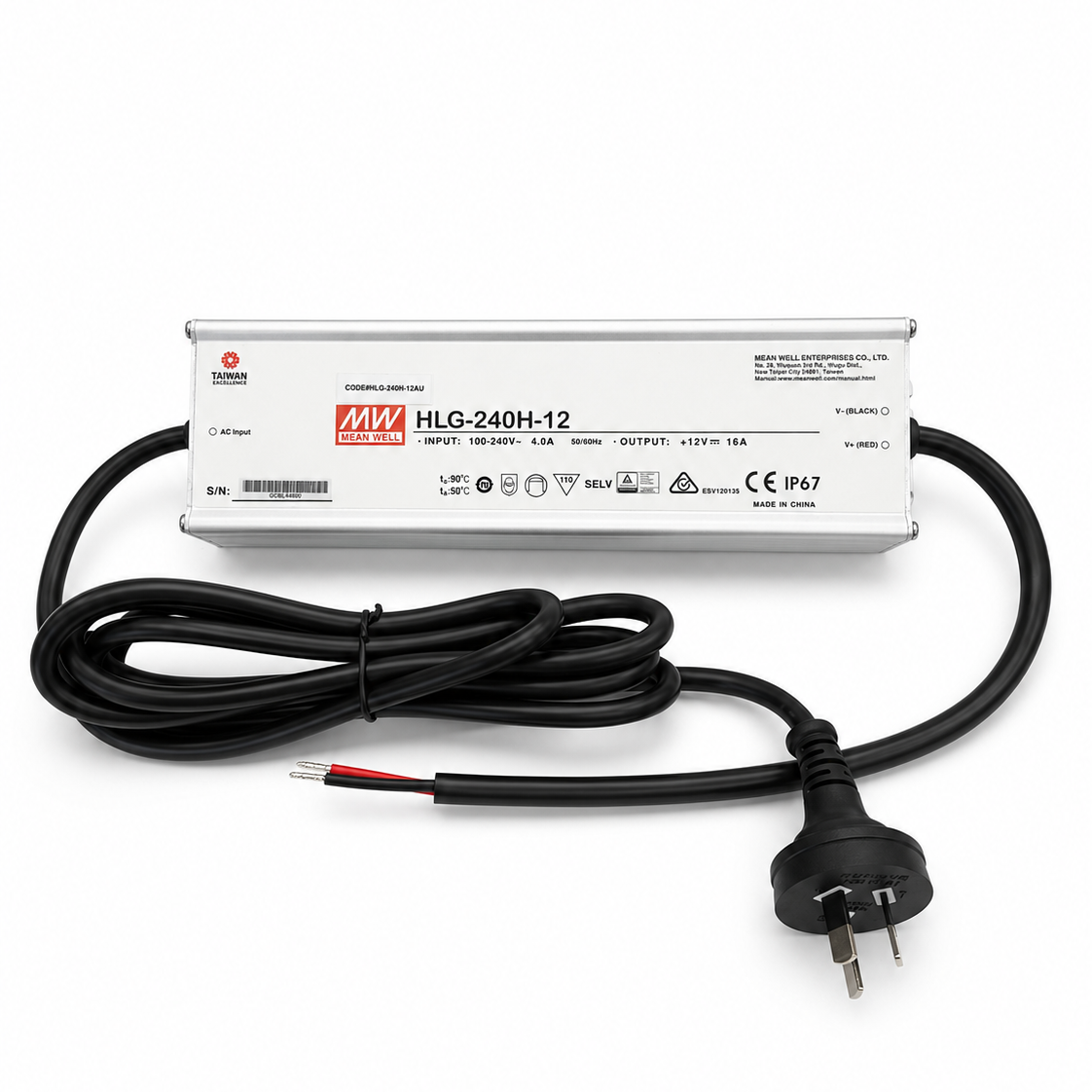 Mean Well HLG-240H-12 12V 192W IP67 LED Driver