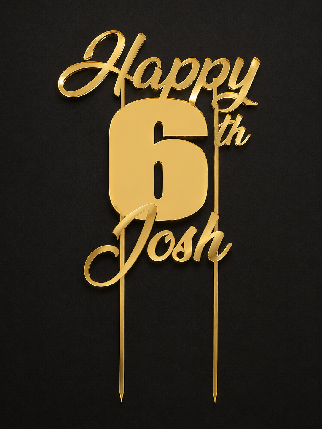 Custom Age and Name Mirrored acrylic Cake Toppers